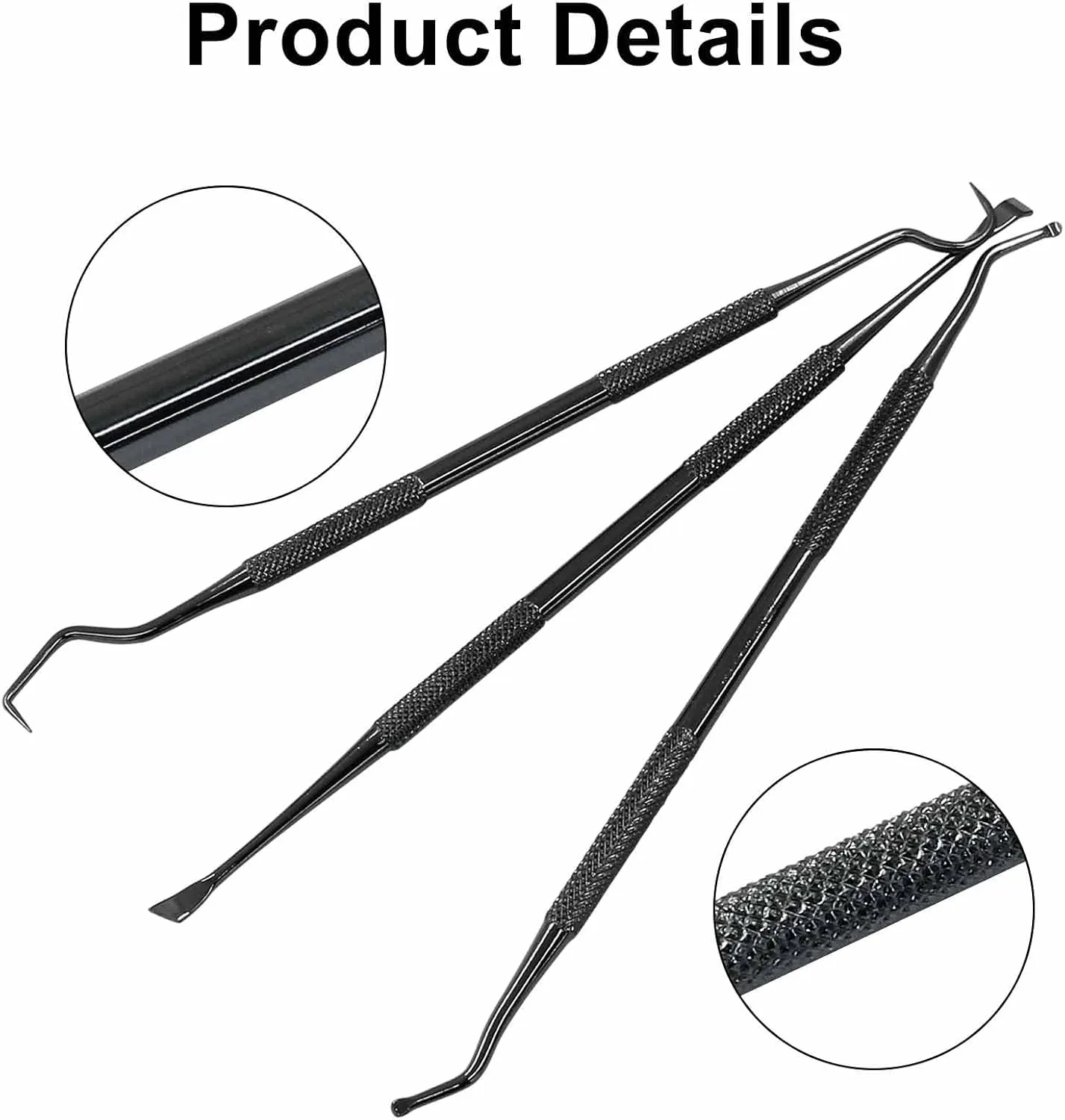 3 Pieces Stainless Pet Dog Teeth Cleaner Tool Kit, Double Headed Tarter Removing Tool for Cats and Dogs, Black