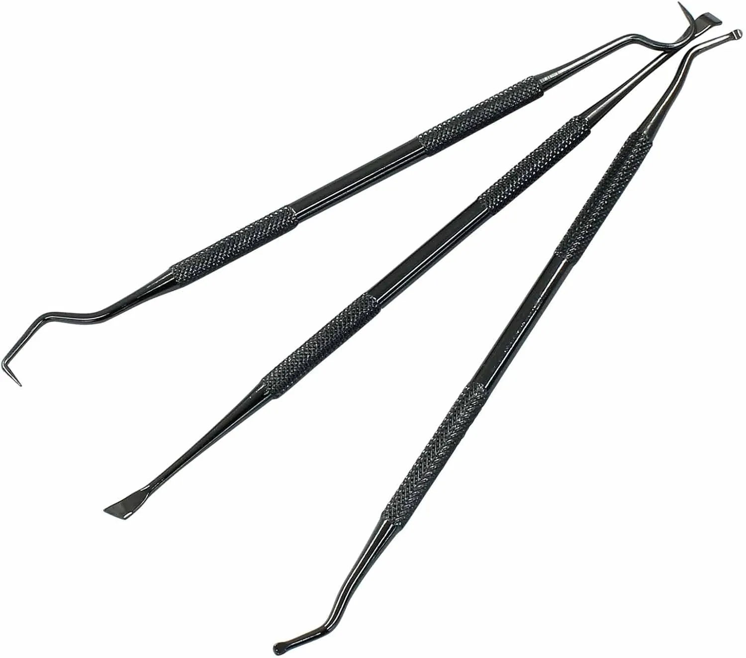 3 Pieces Stainless Pet Dog Teeth Cleaner Tool Kit, Double Headed Tarter Removing Tool for Cats and Dogs, Black