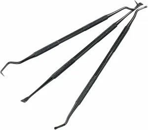 3 Pieces Stainless Pet Dog Teeth Cleaner Tool Kit, Double Headed Tarter Removing Tool for Cats and Dogs, Black