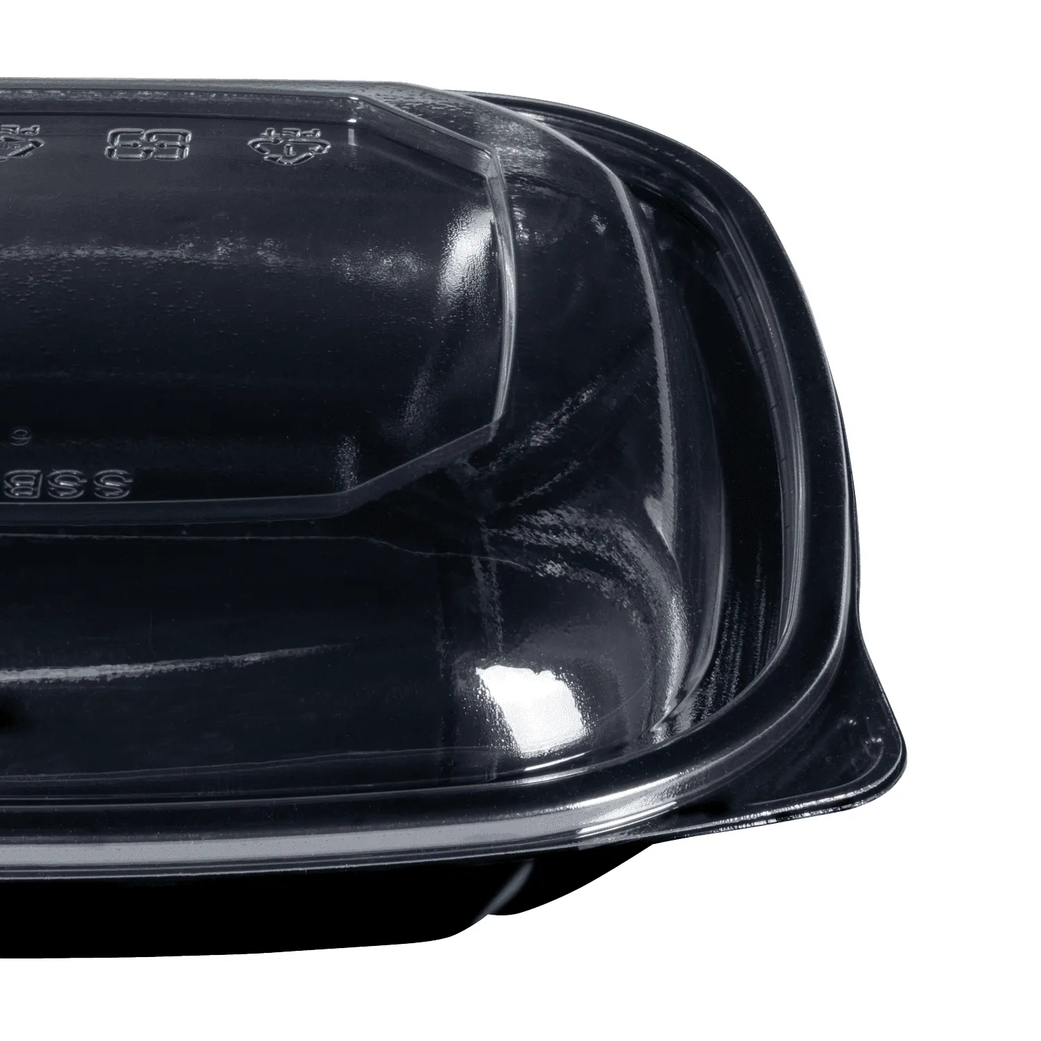 [300 ct] 24 oz Square Disposable Salad Bowl Lids | PET | Black