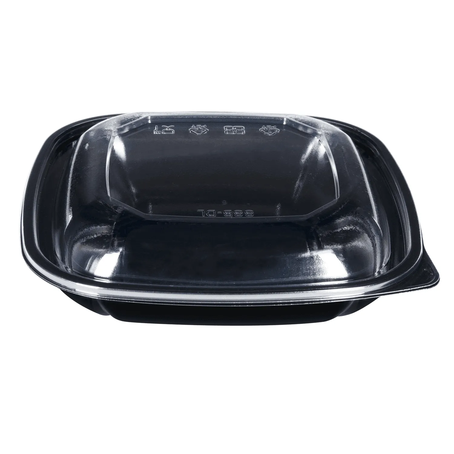 [300 ct] 24 oz Square Disposable Salad Bowl Lids | PET | Black
