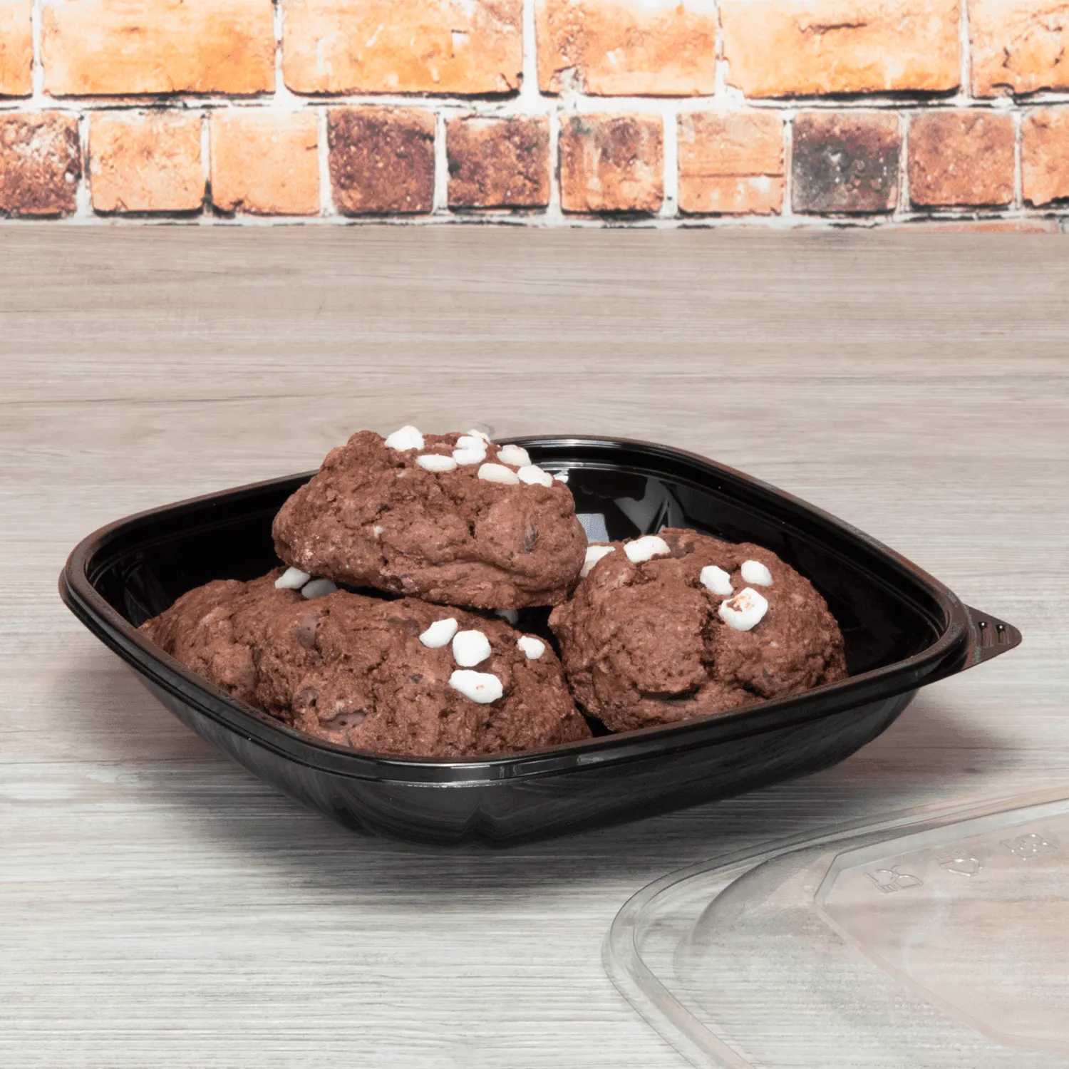 [300 ct] 24 oz Square Disposable Salad Bowl Lids | PET | Black