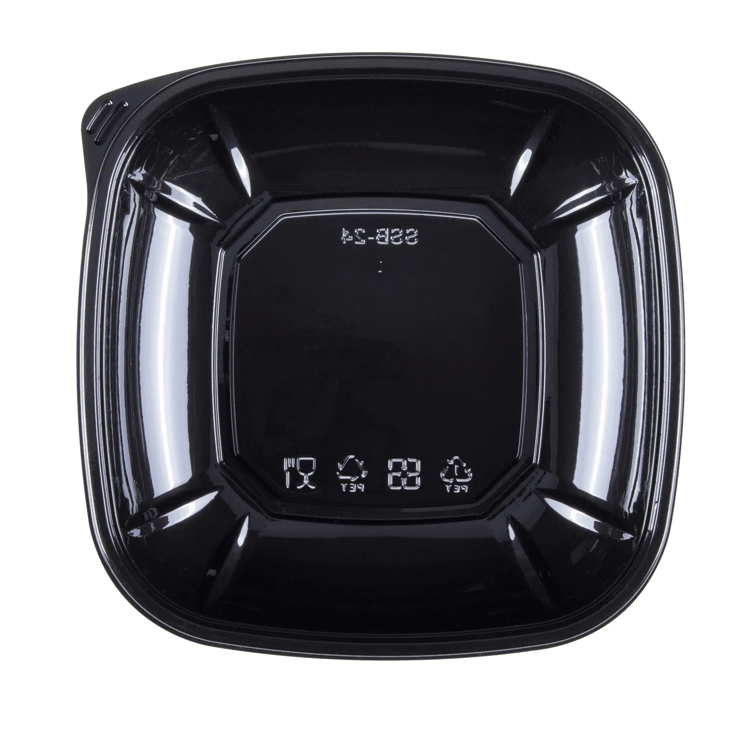 [300 ct] 24 oz Square Disposable Salad Bowl Lids | PET | Black