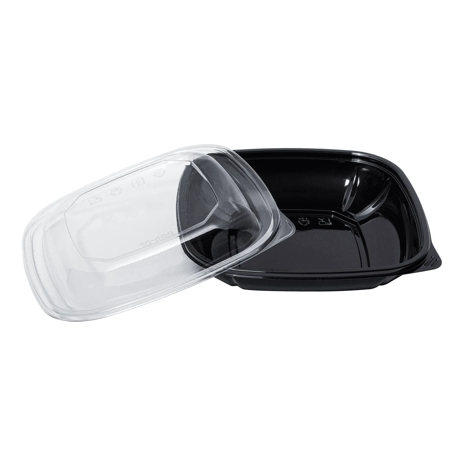[300 ct] 24 oz Square Disposable Salad Bowl Lids | PET | Black
