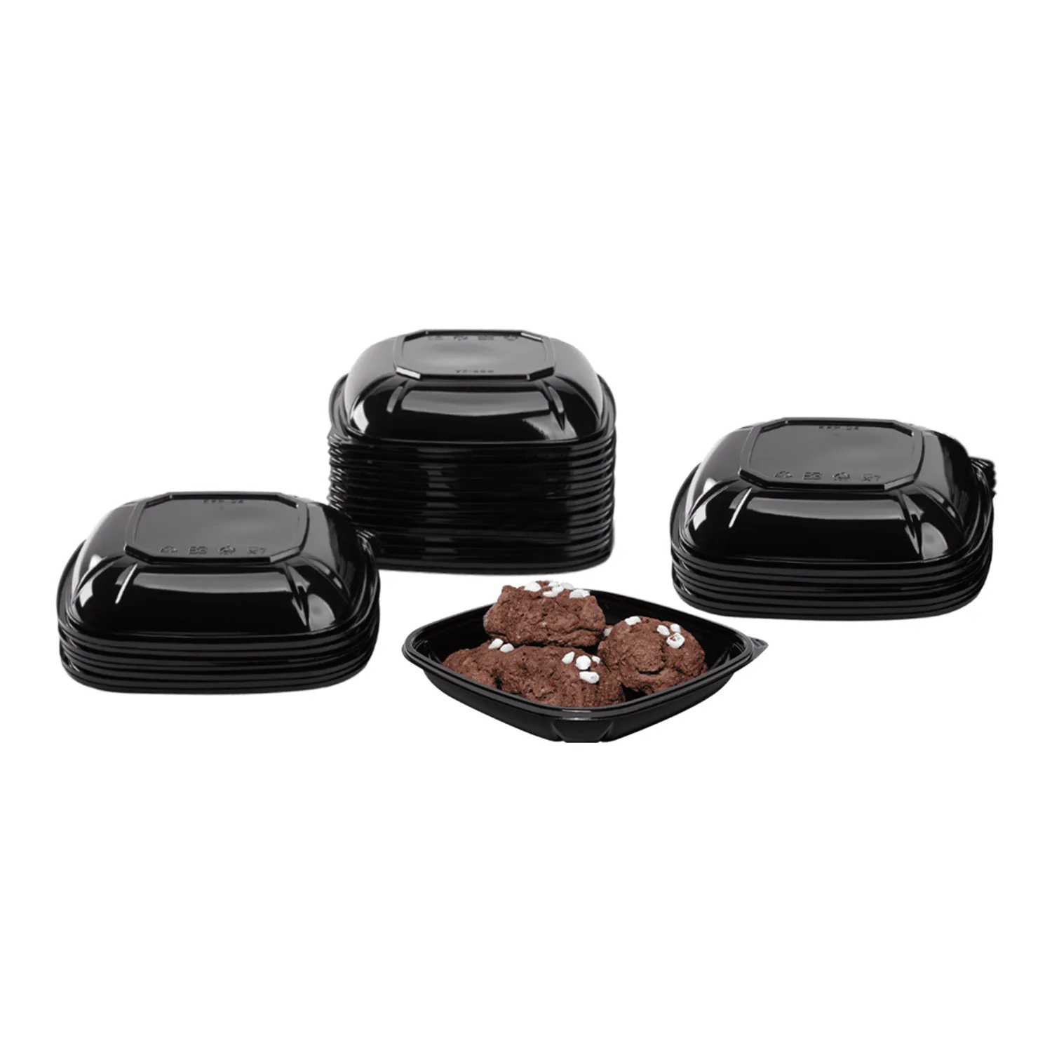 [300 ct] 24 oz Square Disposable Salad Bowl Lids | PET | Black