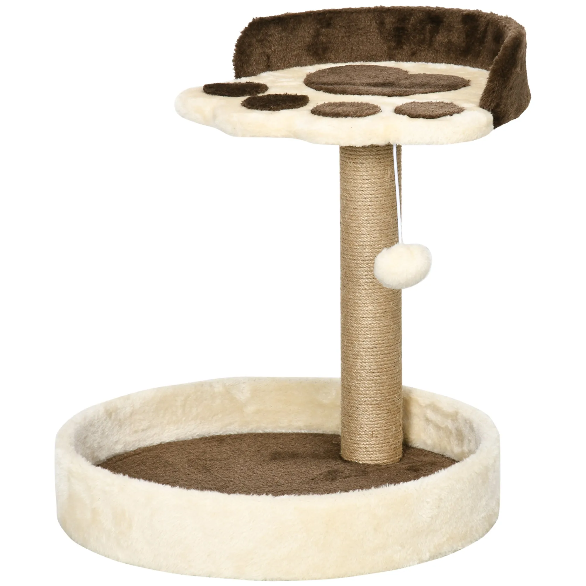 44cm Cat Tower Cat Tree for Indoor Cats with Sisal Cat Scratching Post Toy Ball - Brown