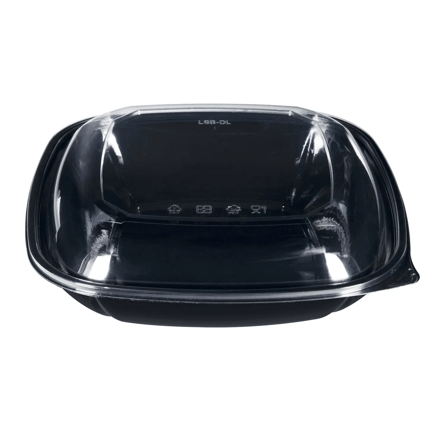 [50 ct] 80 oz Square Disposable Salad Bowls | PET | Black