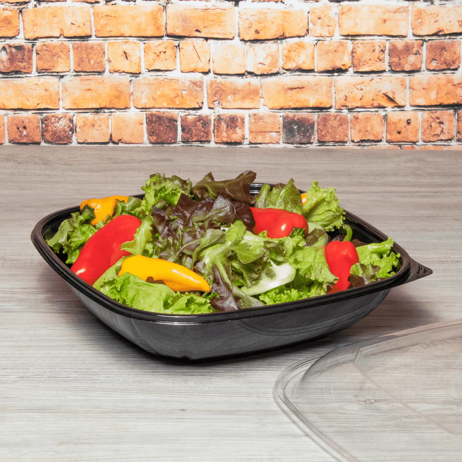 [50 ct] 80 oz Square Disposable Salad Bowls | PET | Black
