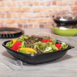 [50 ct] 80 oz Square Disposable Salad Bowls | PET | Black