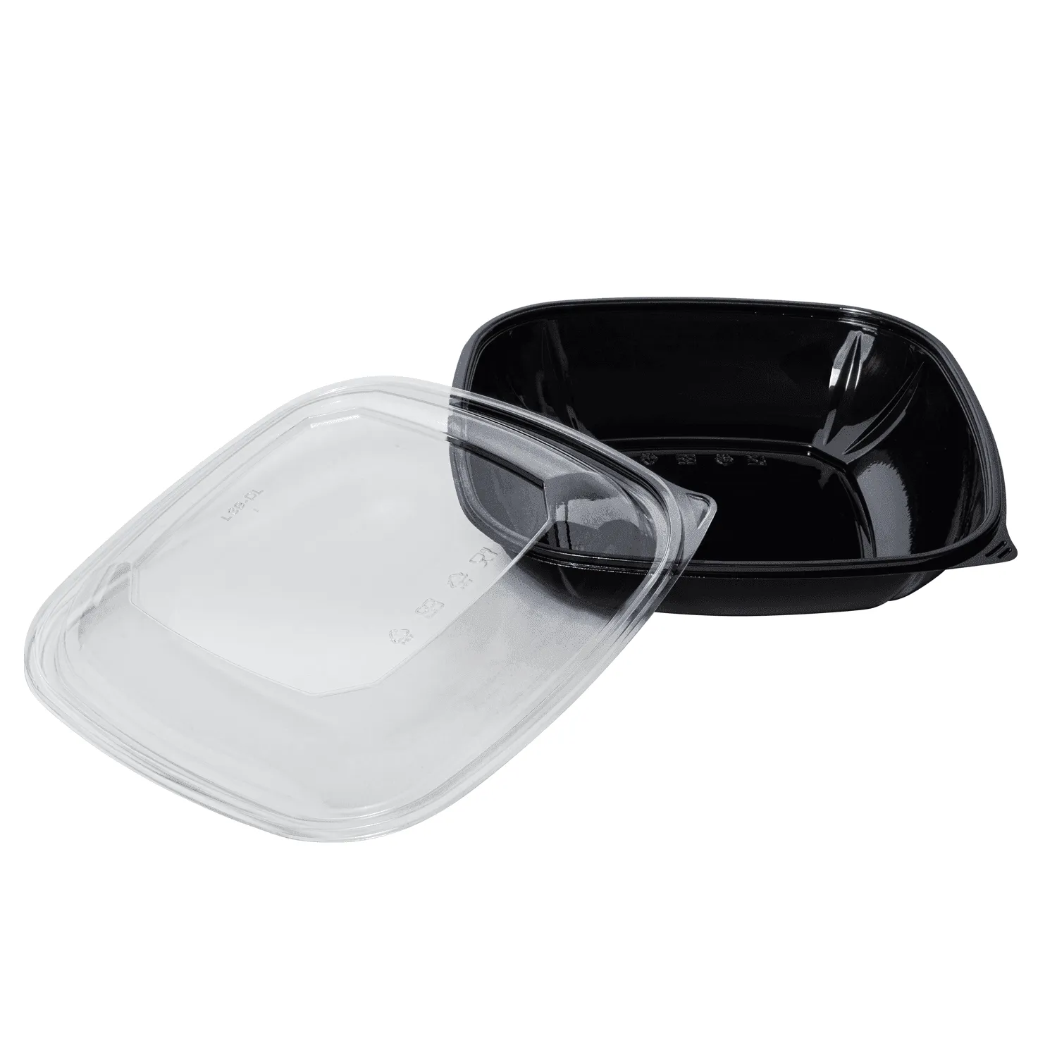[50 ct] 80 oz Square Disposable Salad Bowls | PET | Black