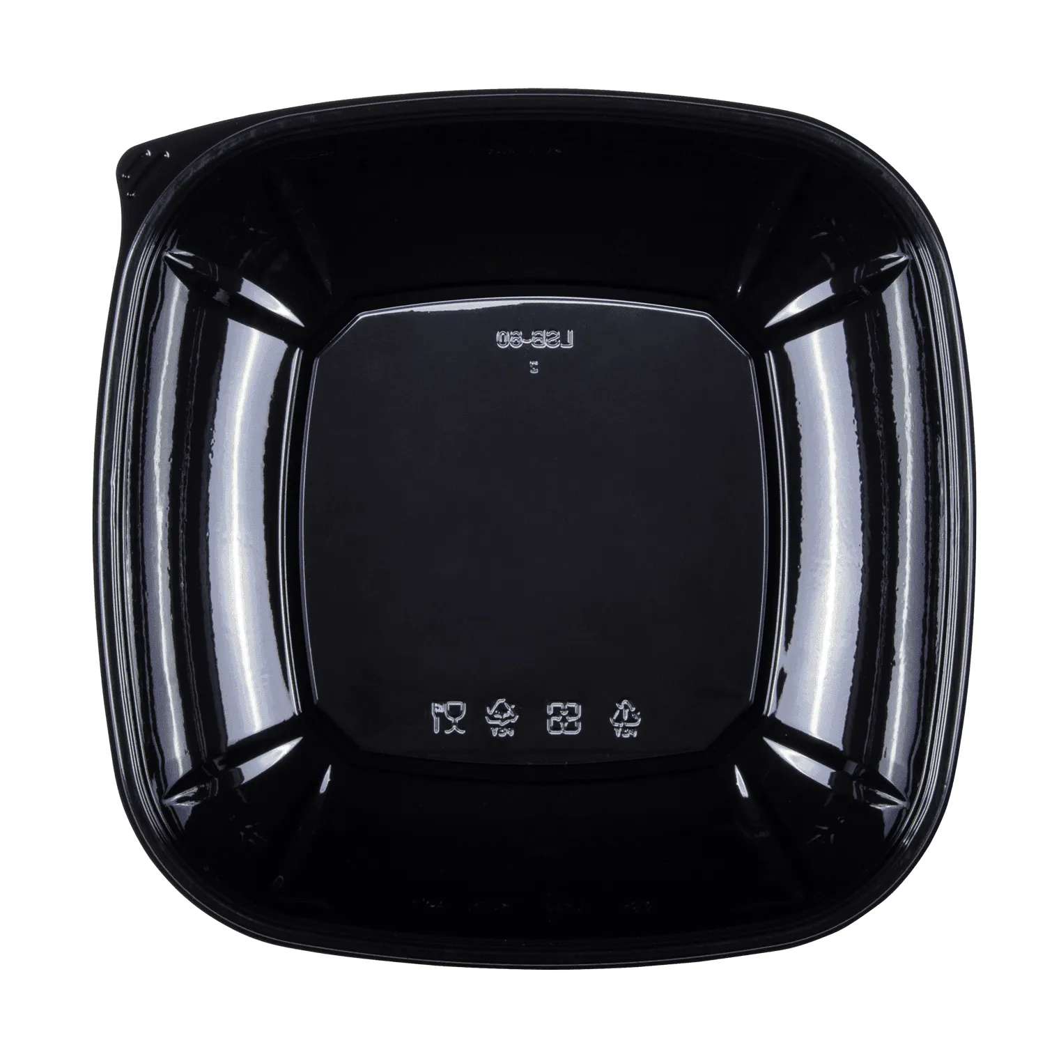 [50 ct] 80 oz Square Disposable Salad Bowls | PET | Black
