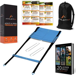 Agility Training Equipment Set for Proffesional Training, Adults, Youth & Kids. Soccer & Footbal Training Set with Fixed-Rung Ladder - Enhance Speed, Power & Strength.