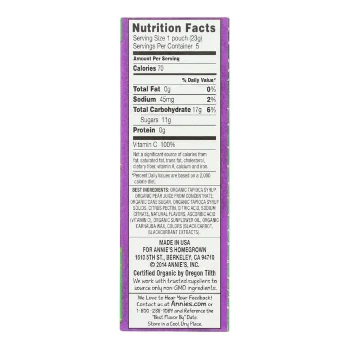 Annie's Homegrown - Bunny Fruit Snacks - Berry Fruit, 5ct