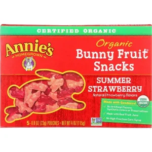 Annies Homegrown Organic Bunny Fruit Snacks Summer Strawberry, 4 oz (Case of 3)