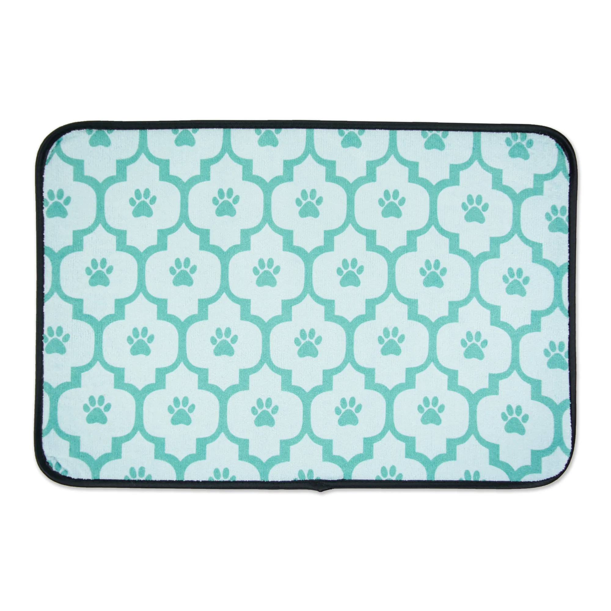 Aqua Lattice Paw Print Pet Mat
