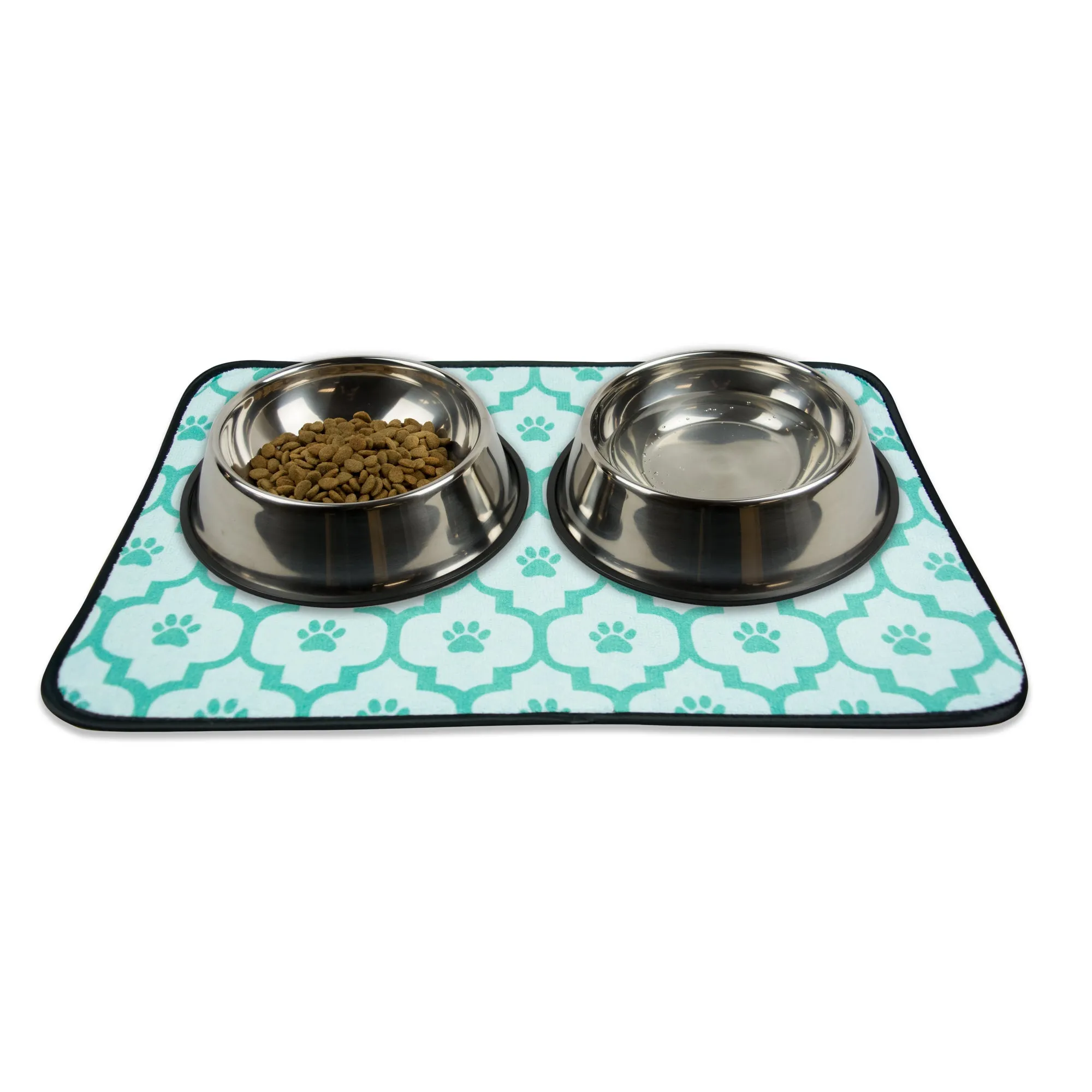 Aqua Lattice Paw Print Pet Mat