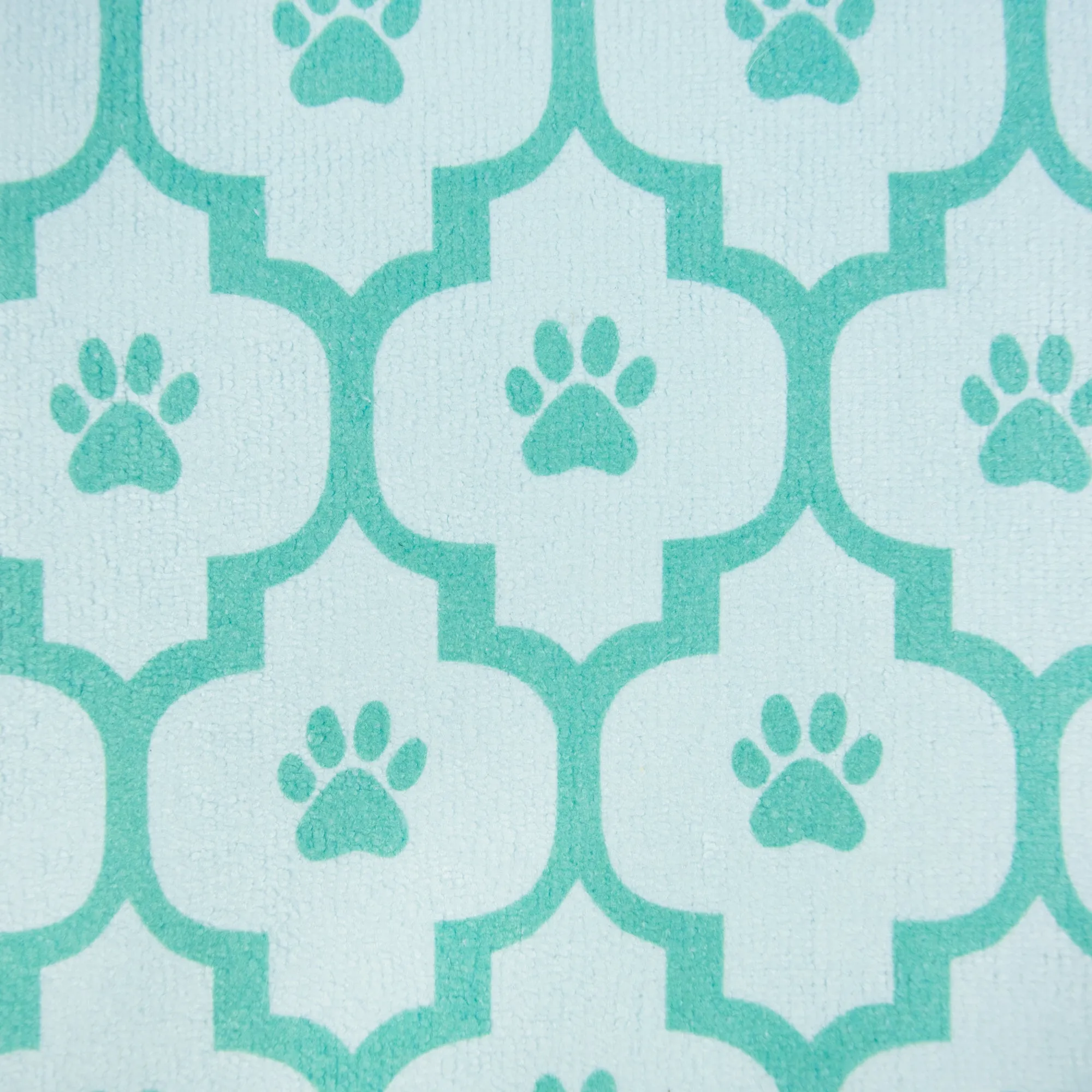 Aqua Lattice Paw Print Pet Mat
