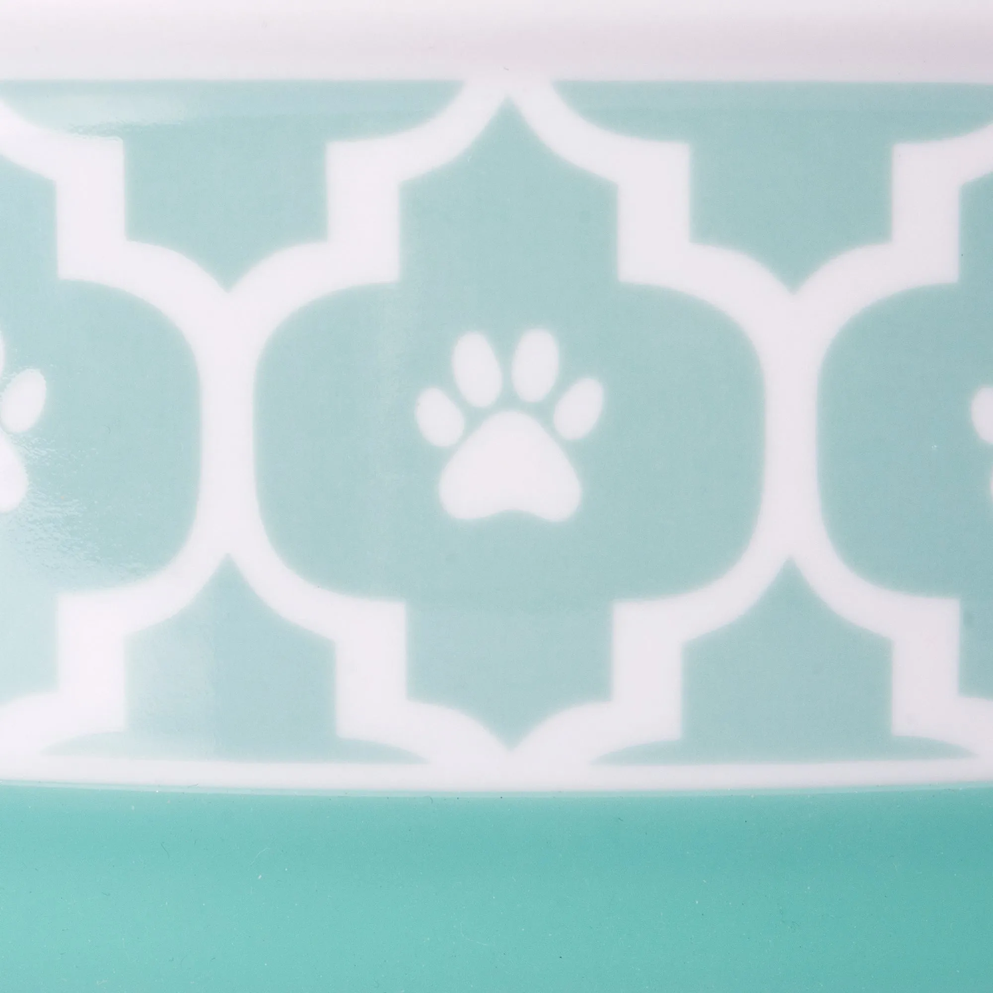 Aqua Lattice Paw Print Single Pet Bowl, Small, 4.25x2"
