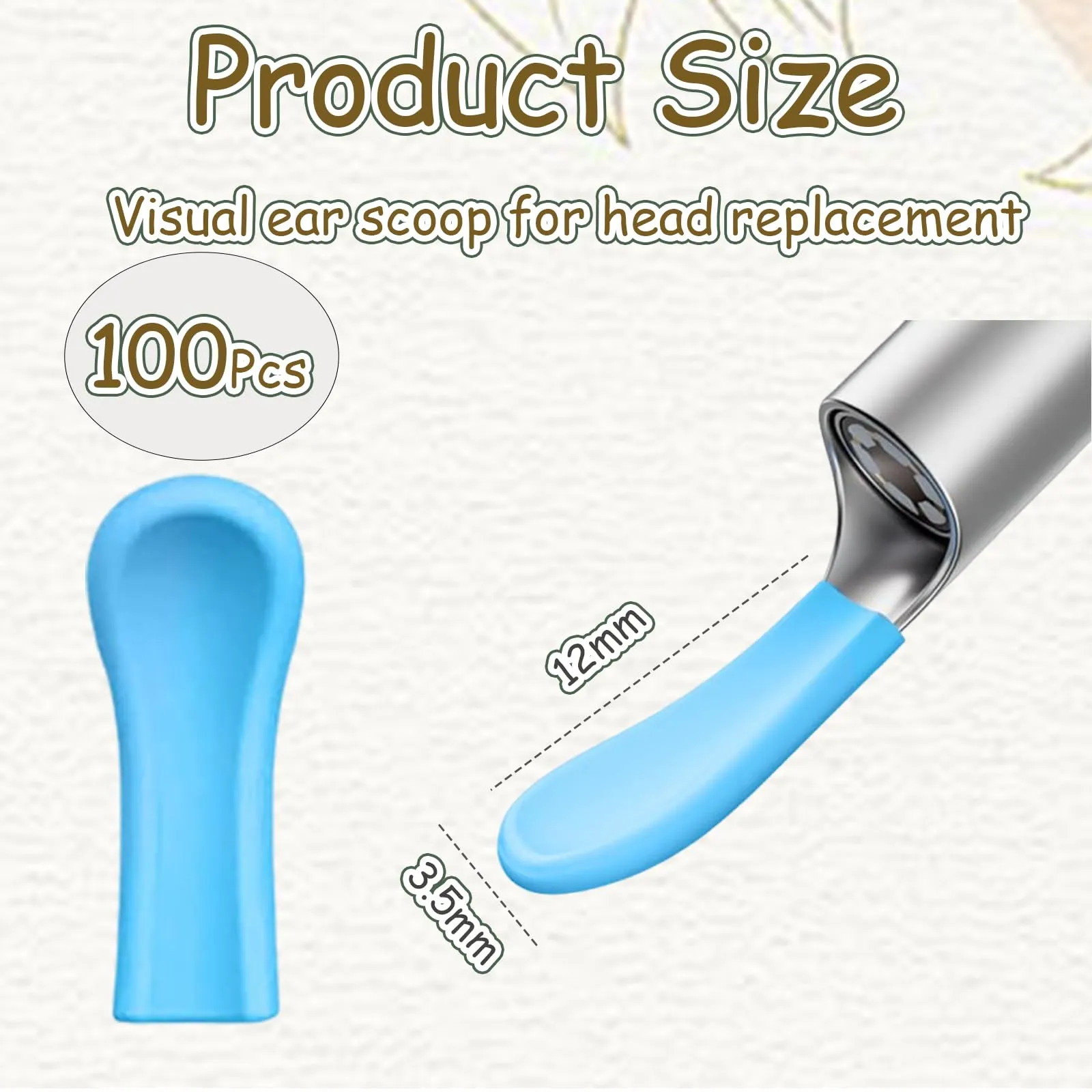 Auiremrti Pack of 100 silicone earwax remover replacement tips, ear spoon accessories for ear wax removal otoscope, smooth and soft earwax suction ear cleaner accessories