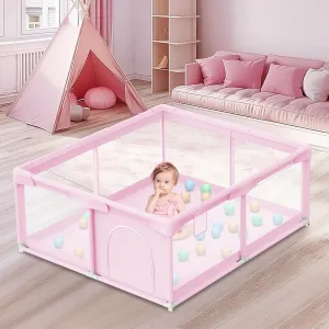 Baby Playpen for Toddler, Playpen for Babies 50"  50" Baby Fence Playards, Kids Safety Play Pen Area for Indoor & Outdoor (Pink)