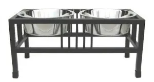 Baron Double Raised Dog Bowl - Small-Mocha