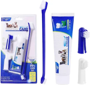 Best Dog Toothbrush & Toothpaste Kit for Bullboxer Pit and Other Mixed Breed Dogs Dogs - Natural Ingredients Reduce Plaque, Whiten Teeth, Freshen Breath
