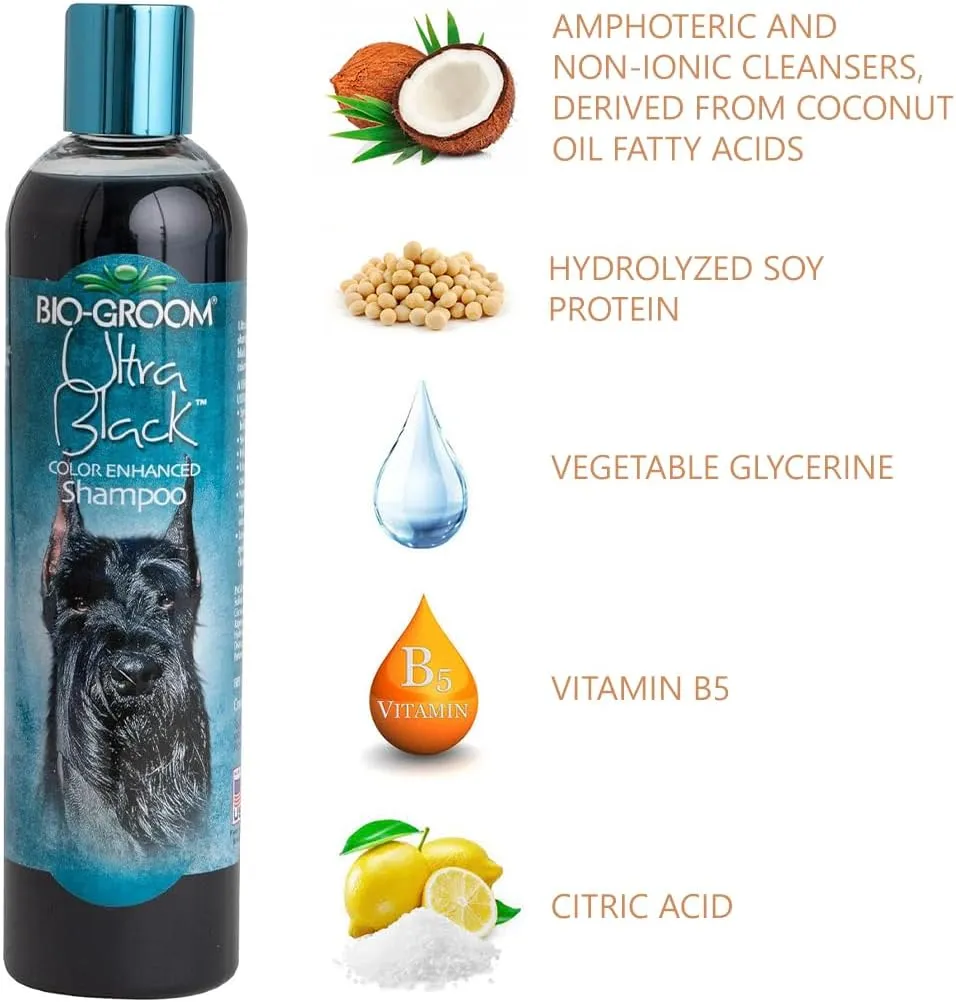 Bio-Groom Ultra-Black Dog Shampoo  Color Enhancing Pet Shampoo, Dog Bathing Supplies, Puppy Wash, Dog Grooming Supplies, Cruelty-Free, Made in USA, Coat Brightener Shampoo  12 fl oz 1-Pack