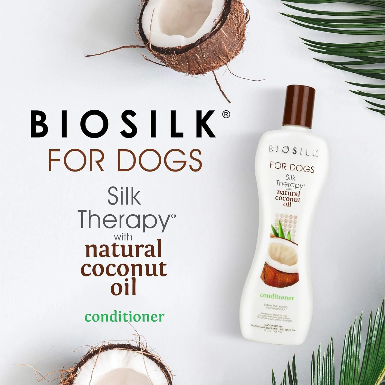 BioSilk for Dogs Silk Therapy Conditioner with Natural Coconut Oil | Coconut Oil Dog Conditioner from BioSilk for Dogs | High Quality Pet Conditioner for Dogs - 6 Pack