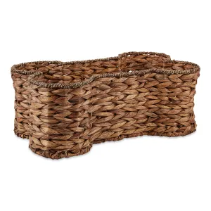 Bone Dry Hyacinth Pet Storage Basket, Bone Shaped, Brown, Small - 17.75x11x7.5"
