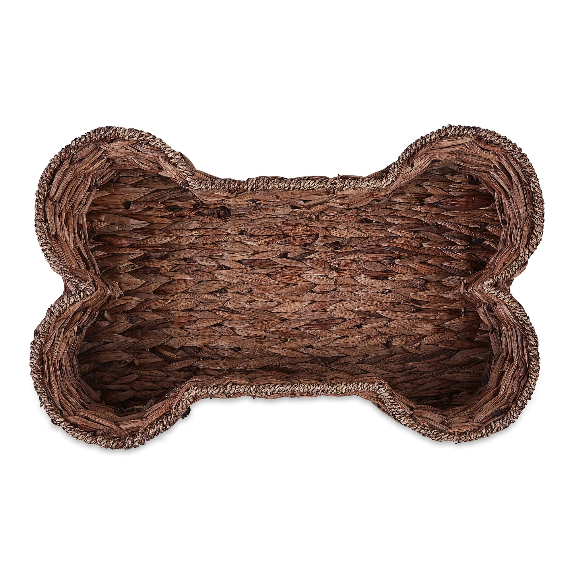 Bone Dry Hyacinth Pet Storage Basket, Bone Shaped, Brown, Small - 17.75x11x7.5"