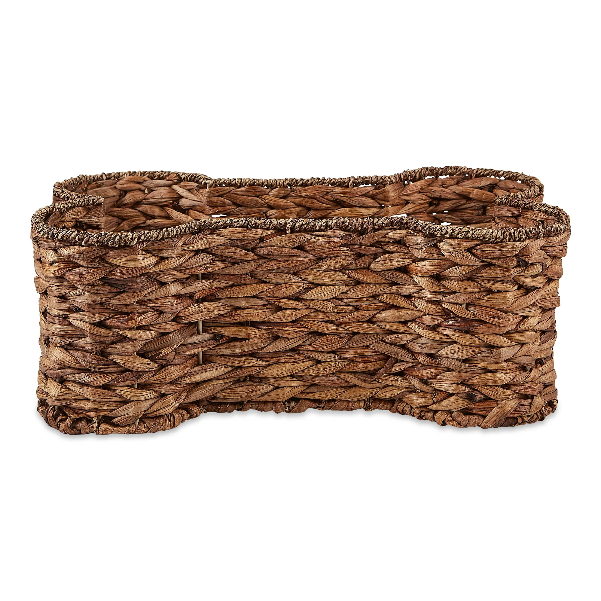 Bone Dry Hyacinth Pet Storage Basket, Bone Shaped, Brown, Small - 17.75x11x7.5"