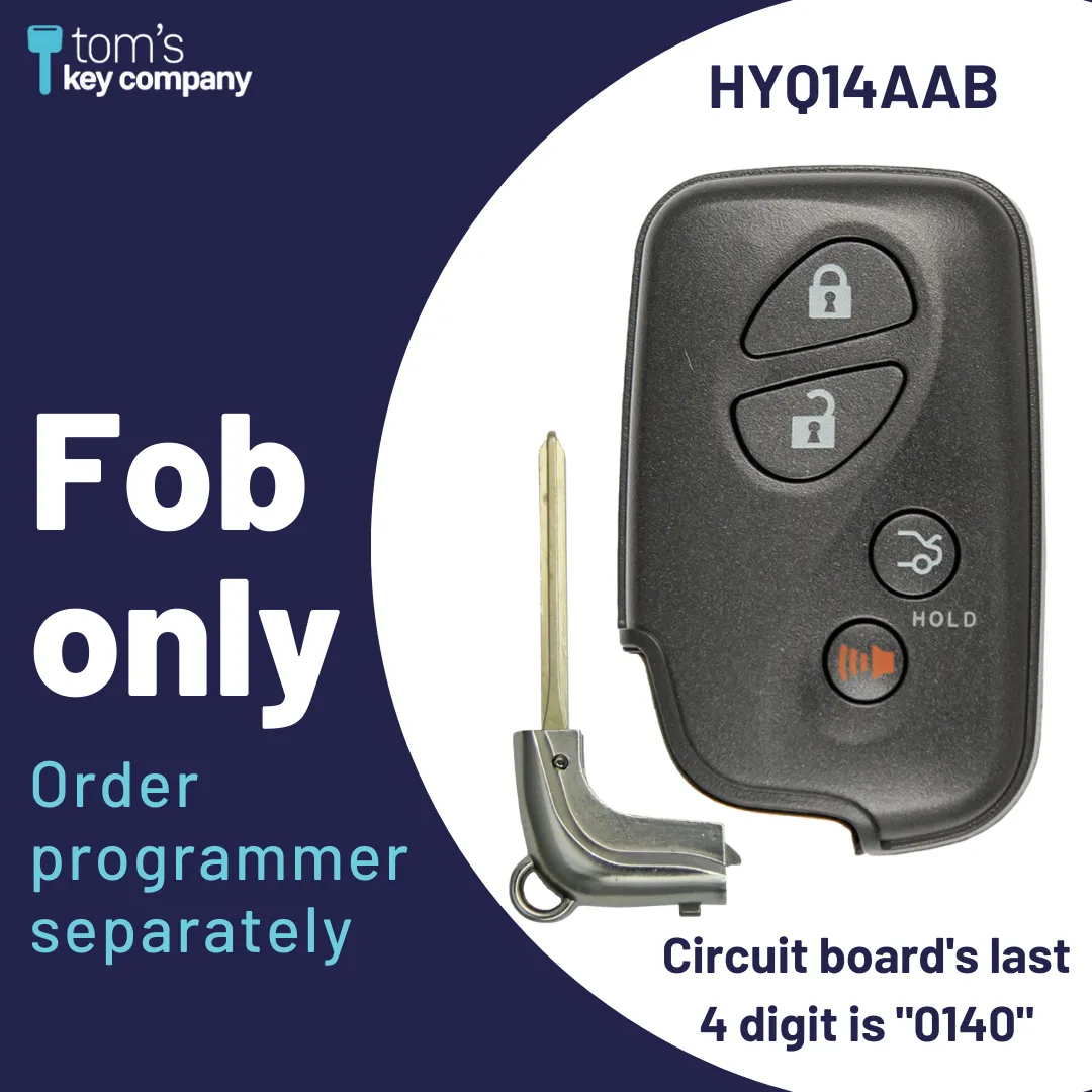 Brand New Aftermarket 4 Button Smart Key Fob with Trunk Release for Select Lexus Vehicles (HYQ14AAB-4B-T-0140)