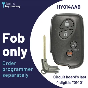 Brand New Aftermarket 4 Button Smart Key Fob with Trunk Release for Select Lexus Vehicles (HYQ14AAB-4B-T-0140)
