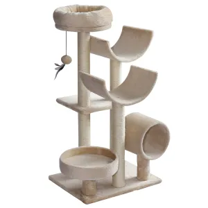 Cats 6-Tier Scratch Tree w/ Dangle Toy Beige
