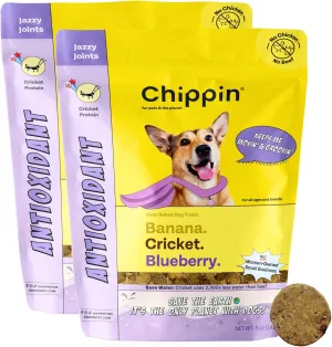 Chippin Blueberry Cricket Antioxidant Dog Biscuit (5oz, 2-Pack) | 100% Made in USA Natural Dog Treats | Chicken-Free, Hypoallergenic, Sustainable Human-Grade Protein | Puppies & Senior Dogs
