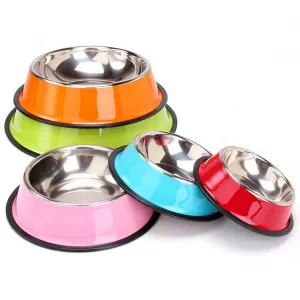 Colorful Stainless Steel Dog Bowls - Anti-slip