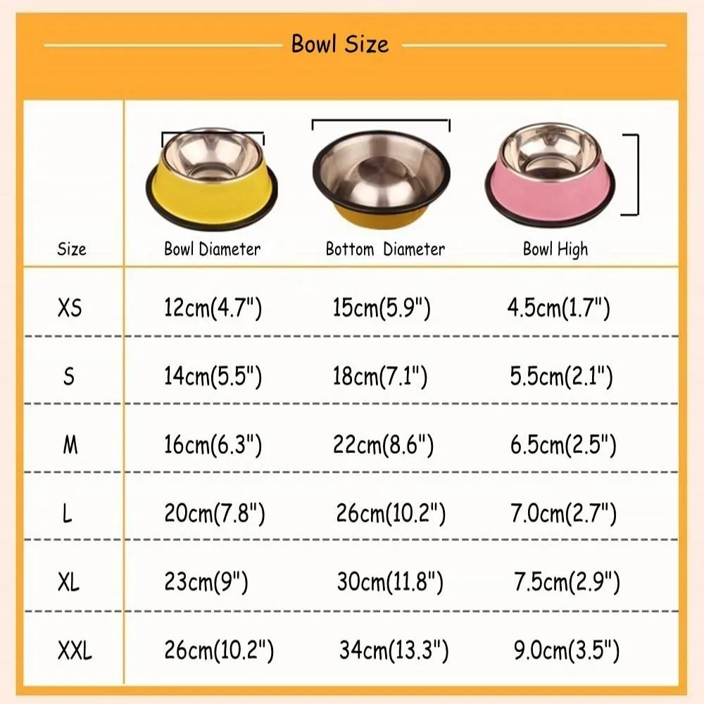 Colorful Stainless Steel Dog Bowls - Anti-slip