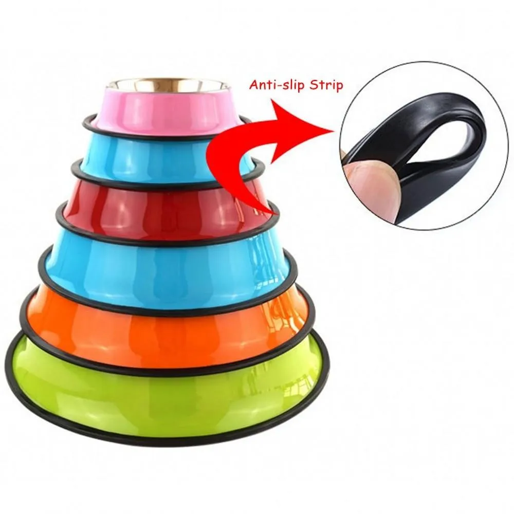 Colorful Stainless Steel Dog Bowls - Anti-slip