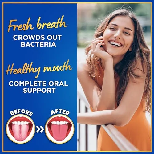 Dental Probiotics for Teeth and Gums - 3BN CFU Lactobacillus Salivarius Acidophilus Casei Paracasei Tablets - Oral Health Probiotics for Mouth & Bad Breath - 45 Chewable Dental Probiotic in a Tin