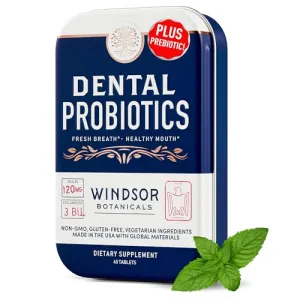 Dental Probiotics for Teeth and Gums - 3BN CFU Lactobacillus Salivarius Acidophilus Casei Paracasei Tablets - Oral Health Probiotics for Mouth & Bad Breath - 45 Chewable Dental Probiotic in a Tin