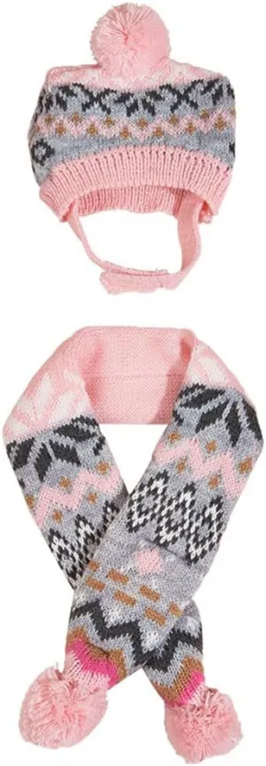 Dog Hat & Scarf Set, Knitted Pet Christmas Winter Warm Caps, Cute Accessories Neck Ear Warmer Hood & Warm Scarf, Party Decoration for Cat & Dog, Fit for Small to Large A-Pink Diamond