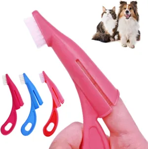 Dog Toothbrush Dog Tooth Brushing Kit Cat Toothbrush Can Adjust The Size of The Finger Cot Pet Finger Toothbrush Professional Removal of Bad Breath Dental Calculus Cats and Dogs Universal