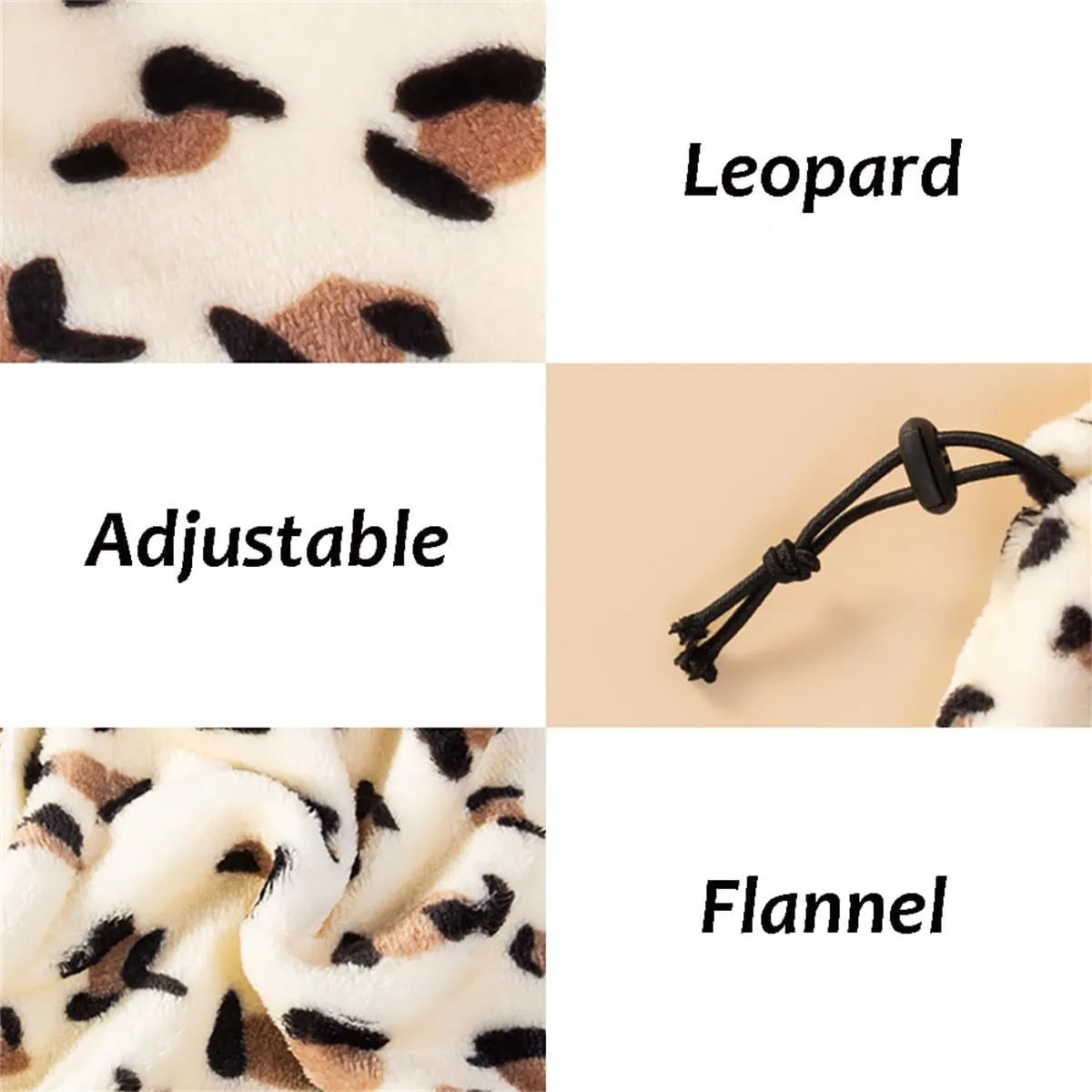 Dog Winter Hat, Leopard Dog Flannel Hat Pet Christmas Winter Warm Caps Cute Accessories Neck Ear Warmer Pullover Hood Warm Scarf, Calming Dog Hood for Noise Protection