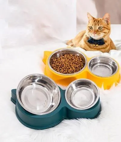 Double Pet Food and Drink Feeding Bowls