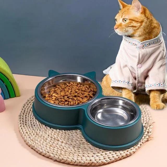 Double Pet Food and Drink Feeding Bowls