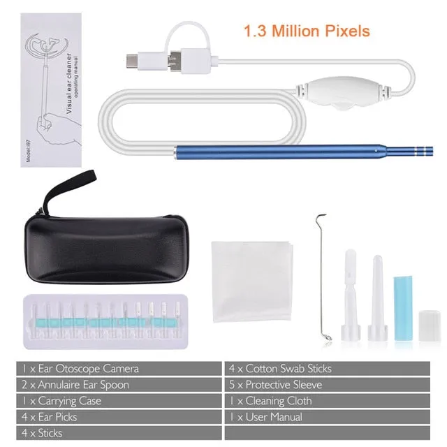 Ear Cleaning Earpick Otoscope 1.3 MP Endoscope With 3 Types USB Connectivity