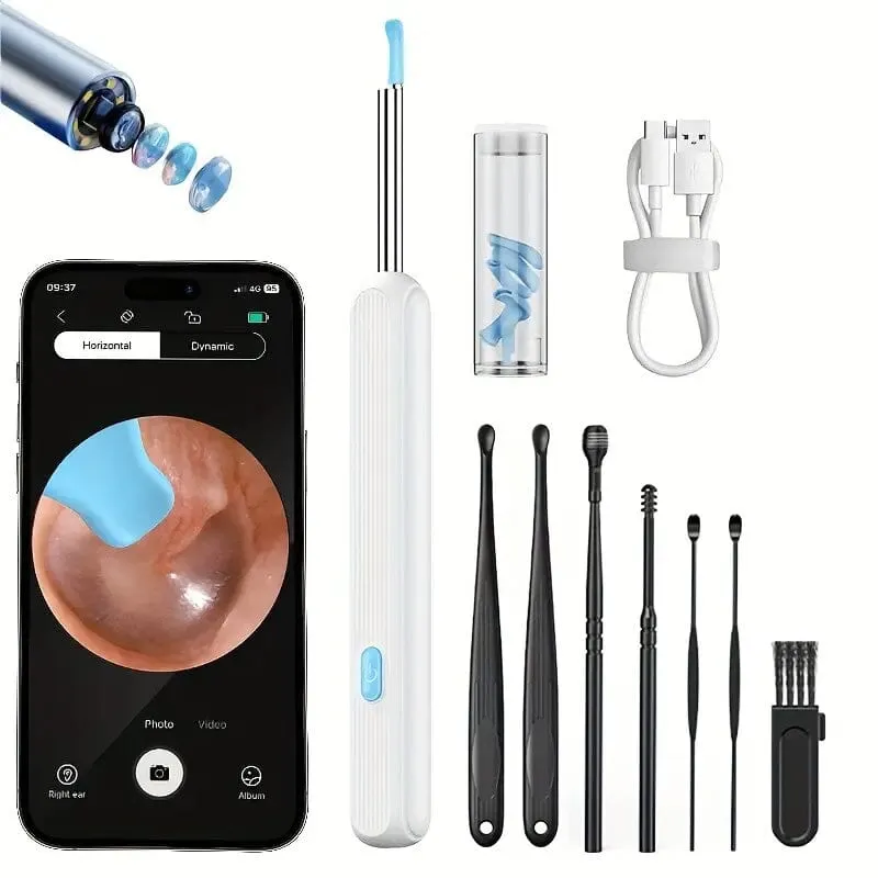 Ear Wax Removal Kit with Camera, Light and 6 Ear Spoons