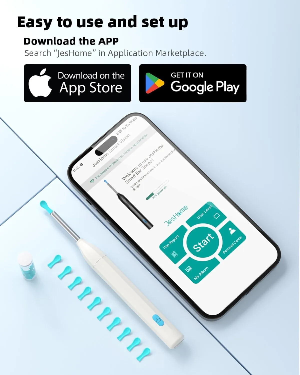 Ear Wax Removal with Camera and Light: AILE Rechargeable Ear Wax Removal Tool: 1080P Ear Scope: Ear Cleaning Kit for Kid/Adult: Compatiable with iOS & Android (White)