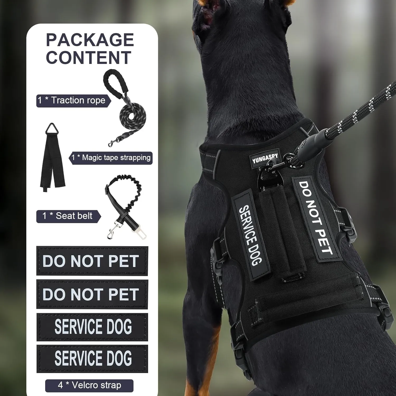 Escape Proof Dog Harness for Large Medium Sized Dogs Six Point Adjustable, Service Dog Vest Harness and Leash Set, No Pull Dogs Harnesses with Handle, Medium Dog Harnesses for Walking(Black, S)