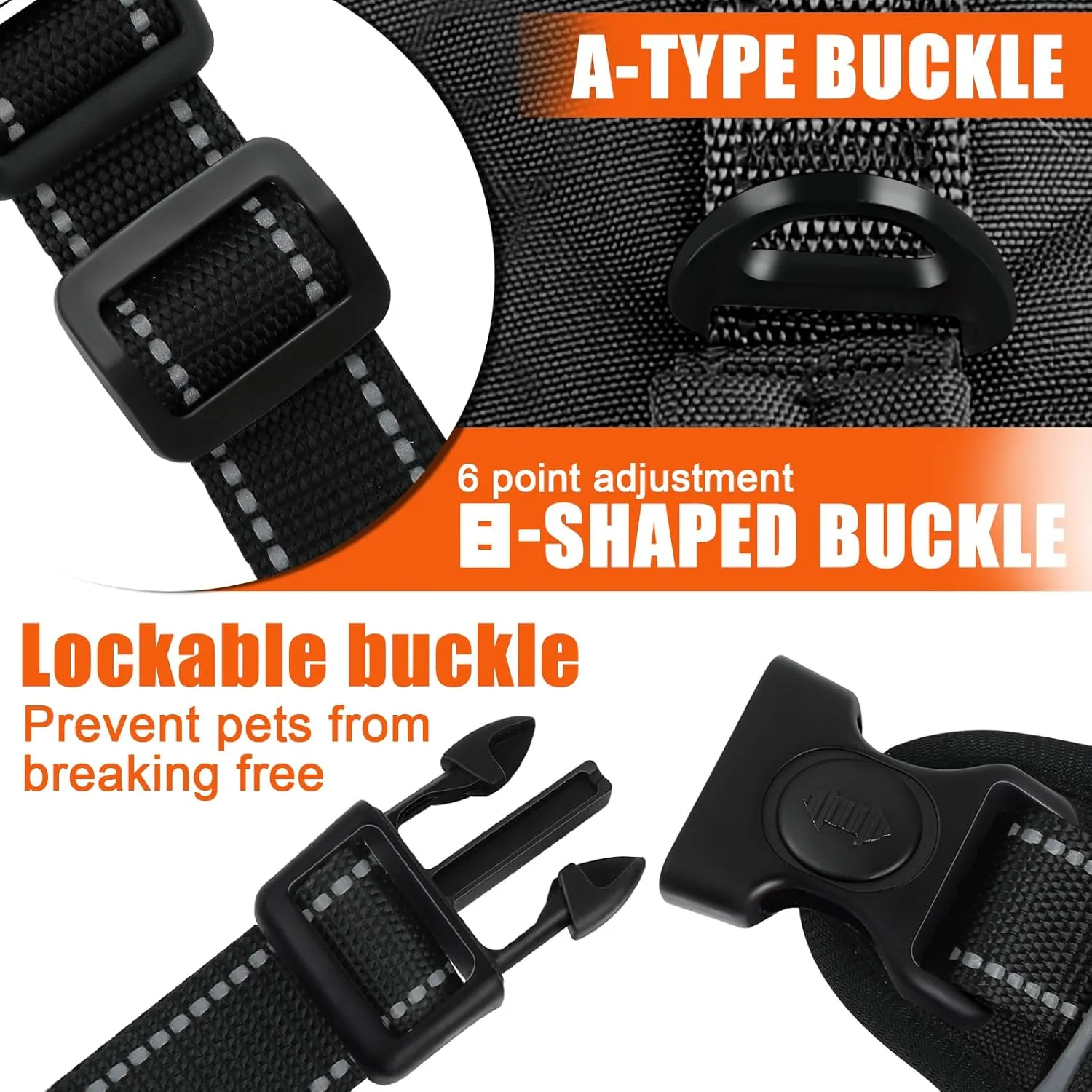 Escape Proof Dog Harness for Large Medium Sized Dogs Six Point Adjustable, Service Dog Vest Harness and Leash Set, No Pull Dogs Harnesses with Handle, Medium Dog Harnesses for Walking(Black, S)